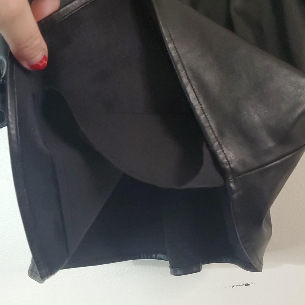 Stellah Faux Leather Eyelet Trim Black Blouse Top Size Med Edgy Whimsigoth - Picture 6 of 13